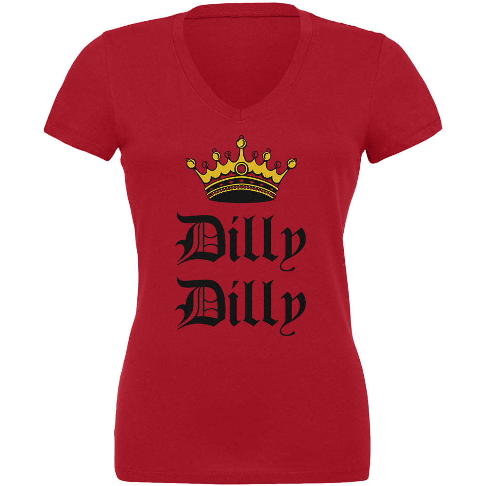 Dilly Dilly Crown Olde English Juniors V-Neck T Shirt Juniors T-Shirts Old Glory 2XL Red