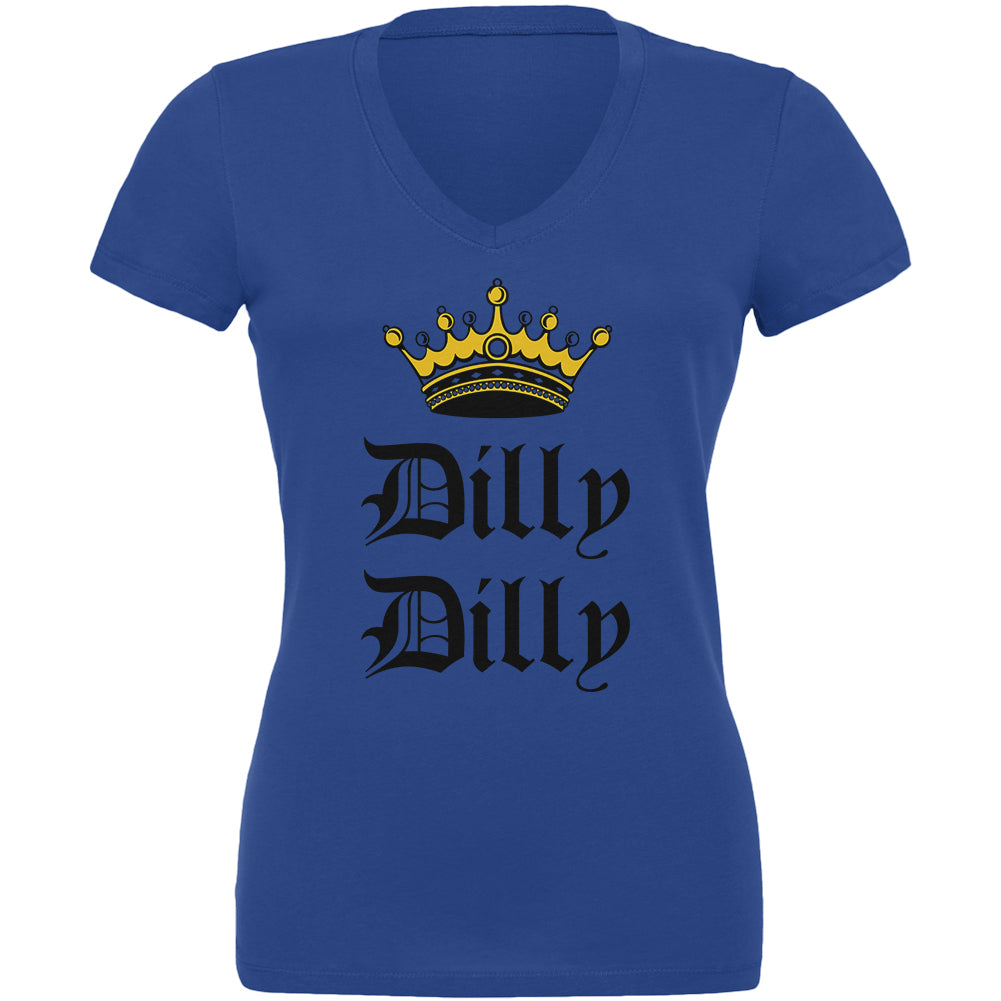 Dilly Dilly Crown Olde English Juniors V-Neck T Shirt Juniors T-Shirts Old Glory 2XL Royal