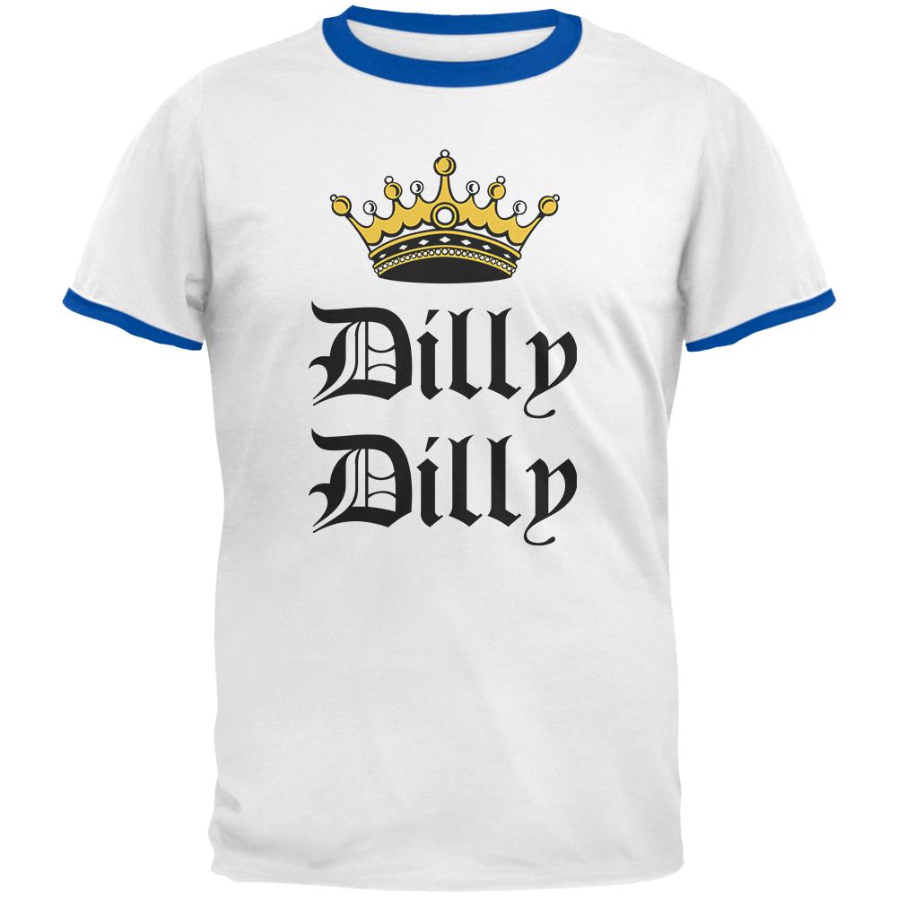 Dilly Dilly Crown Olde English Mens Ringer T Shirt Men's T-Shirts Old Glory 2XL White