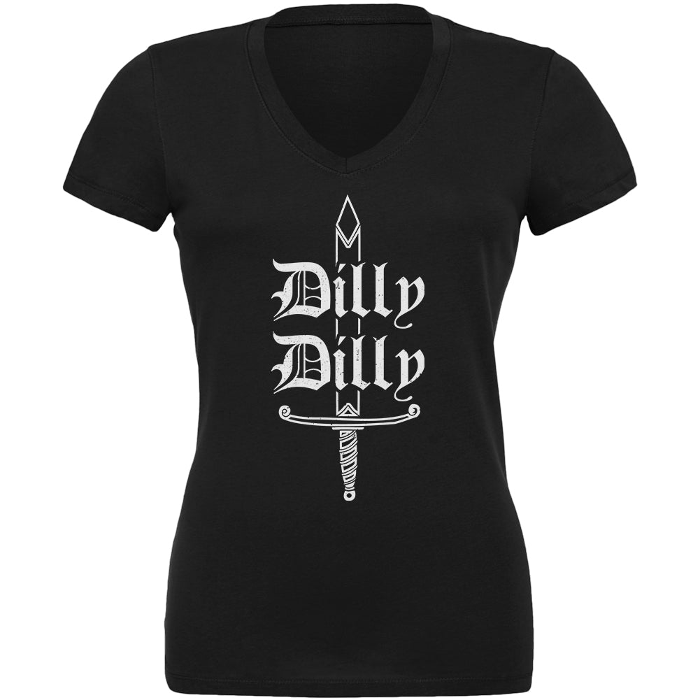 Dilly Dilly Sword Olde English Juniors V-Neck T Shirt Juniors T-Shirts Old Glory 2XL Black