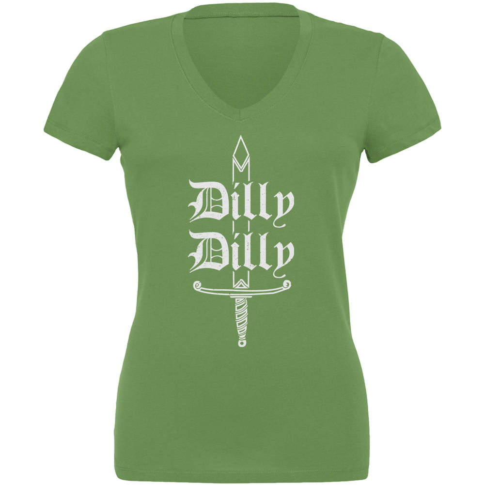 Dilly Dilly Sword Olde English Juniors V-Neck T Shirt Juniors T-Shirts Old Glory 2XL Leaf