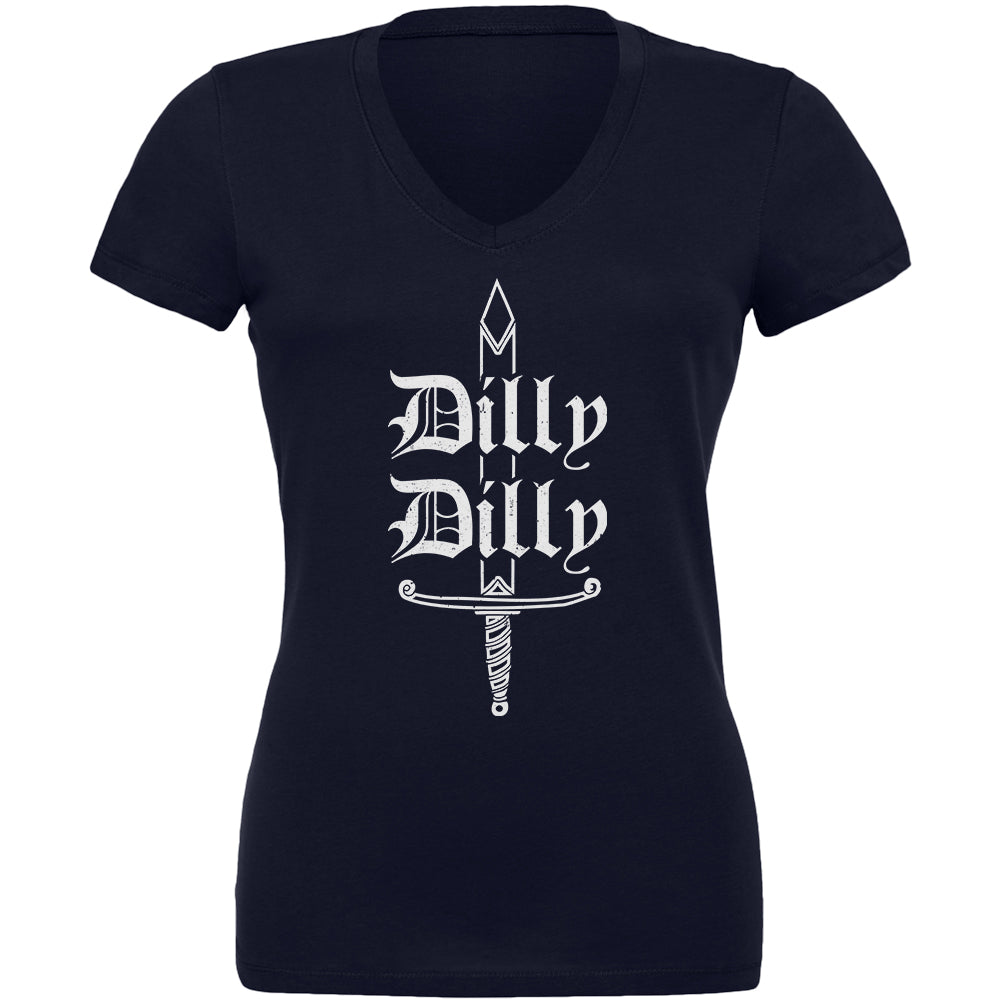 Dilly Dilly Sword Olde English Juniors V-Neck T Shirt Juniors T-Shirts Old Glory 2XL Navy