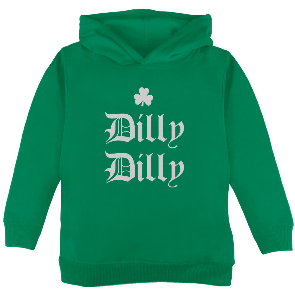 St. Patricks Day Dilly Dilly Shamrock Toddler Hoodie Toddler Hoodies Old Glory 2T Green