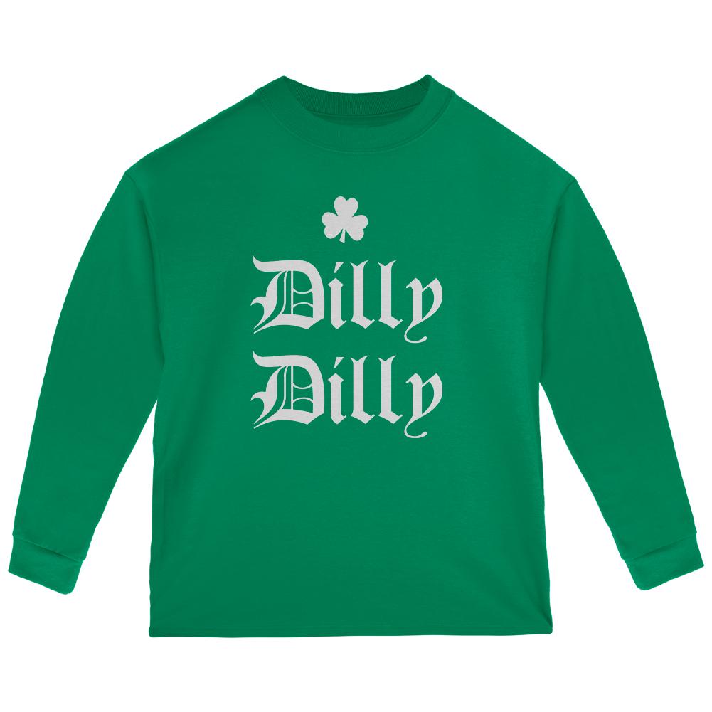 St. Patricks Day Dilly Dilly Shamrock Toddler Long Sleeve T Shirt Toddler Long Sleeves Old Glory 2T Green