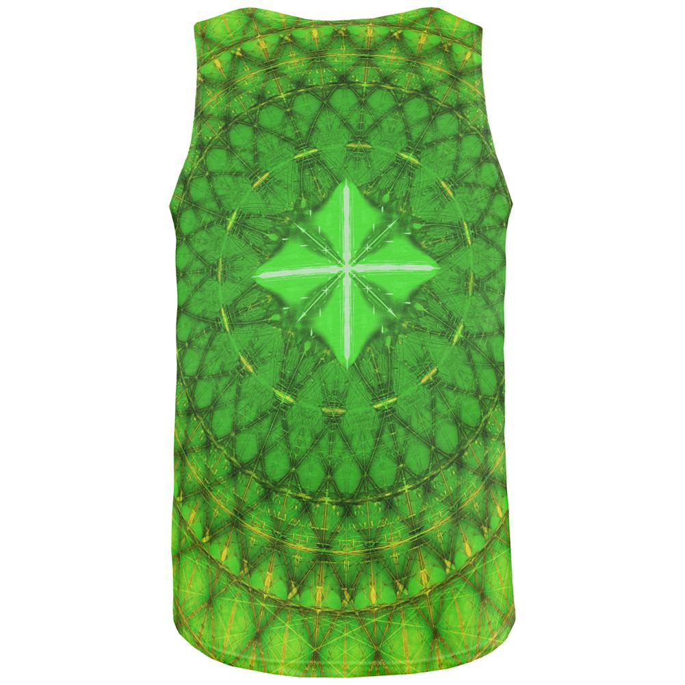 St Patrick's Day Shamrock Fractal Mandala All Over Mens Tank Top Men's Tank Tops Old Glory