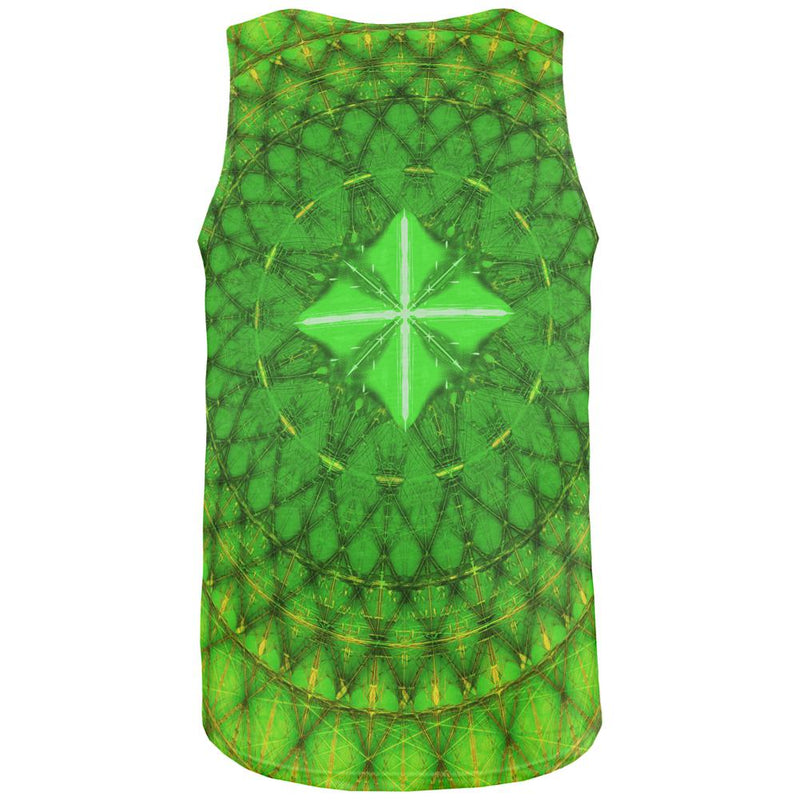 St Patrick's Day Shamrock Fractal Mandala All Over Mens Tank Top Men's Tank Tops Old Glory