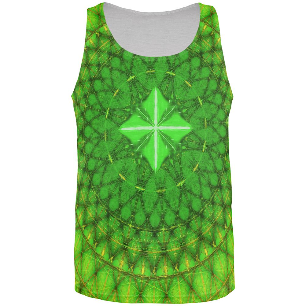 St Patrick's Day Shamrock Fractal Mandala All Over Mens Tank Top Men's Tank Tops Old Glory 2XL Multi