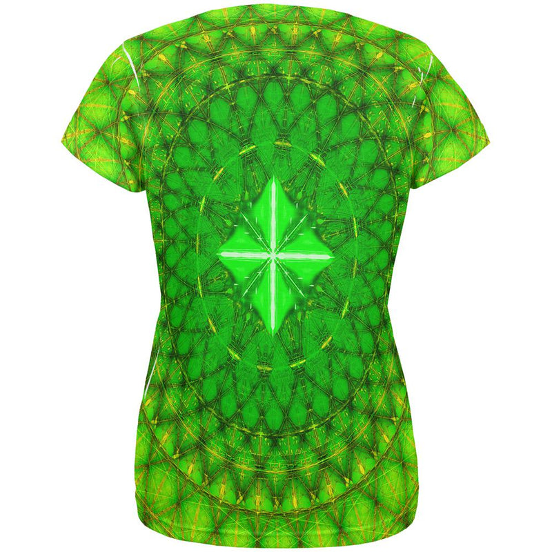 St Patrick's Day Shamrock Fractal Mandala All Over Womens T Shirt Women's T-Shirts Old Glory