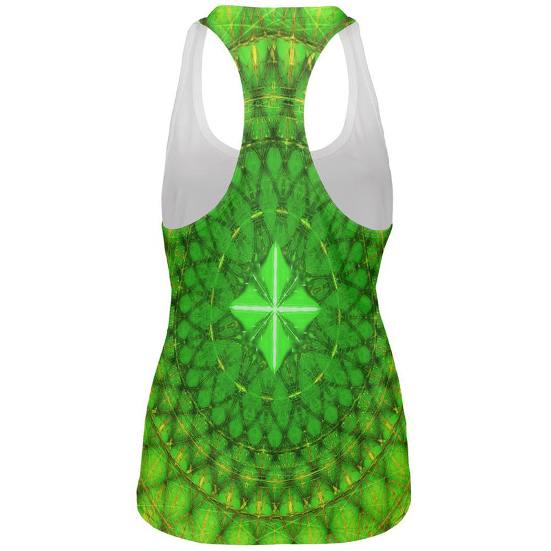 St Patrick's Day Shamrock Fractal Mandala All Over Womens Work Out Tank Top Women's Tank Tops Old Glory