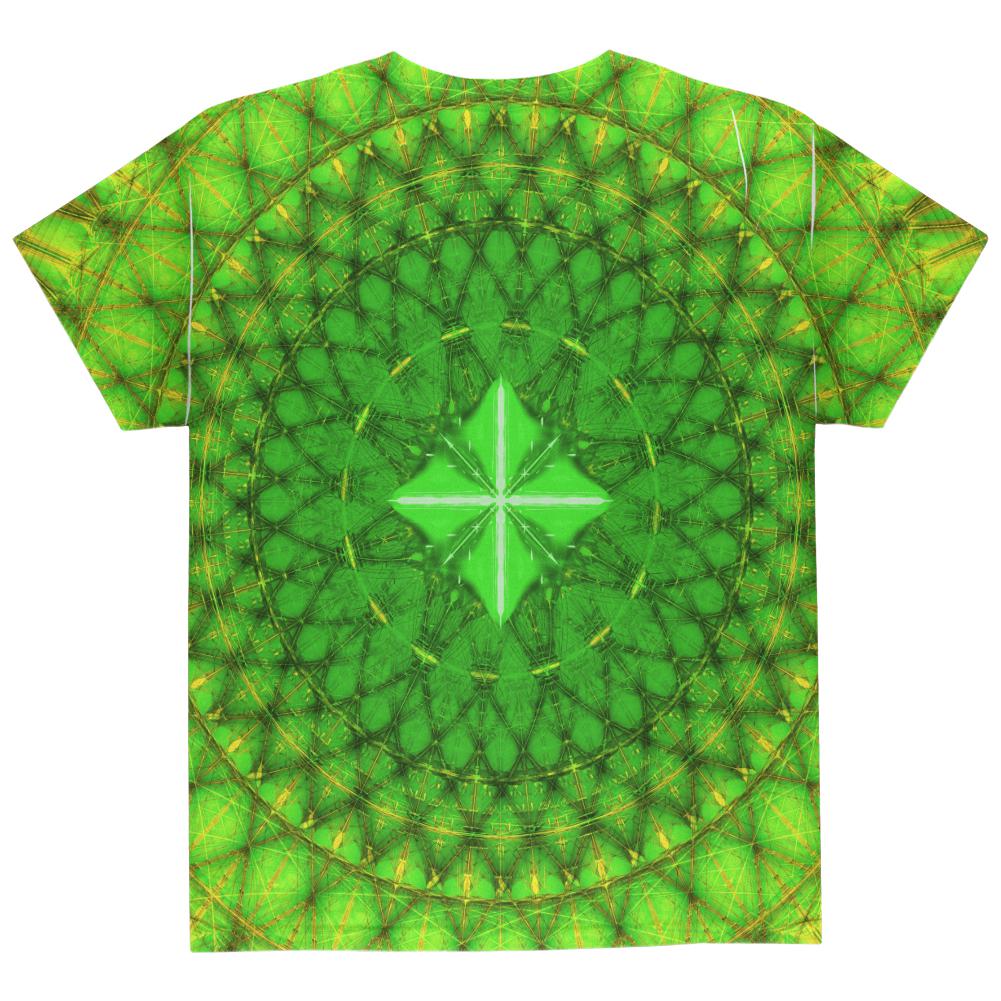 St Patrick's Day Shamrock Fractal Mandala All Over Youth T Shirt Youth T-Shirts Old Glory