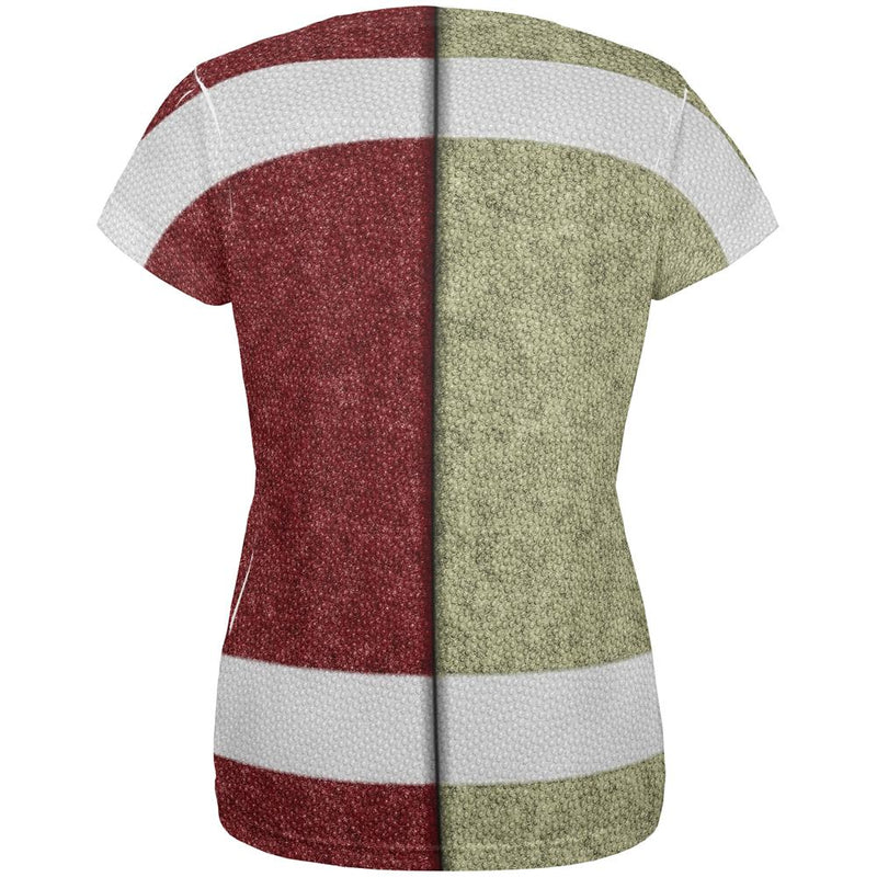 Fantasy Football Team Beige and Maroon All Over Womens T Shirt Women's T-Shirts Old Glory