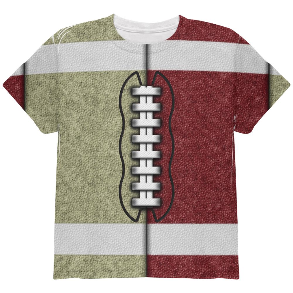 Fantasy Football Team Beige and Maroon All Over Youth T Shirt Youth T-Shirts Old Glory LG Multi