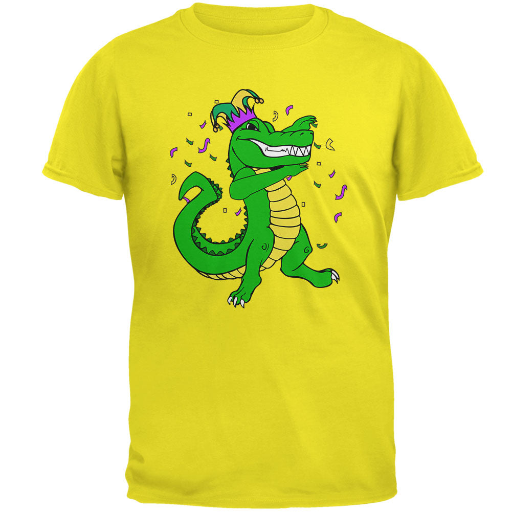 Mardi Gras Dabbing Alligator Jester Mens T Shirt Men's T-Shirts global 2XL Yellow