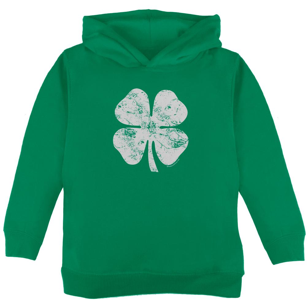 St. Patricks Day Distressed Shamrock Toddler Hoodie Toddler Hoodies Old Glory 2T Green
