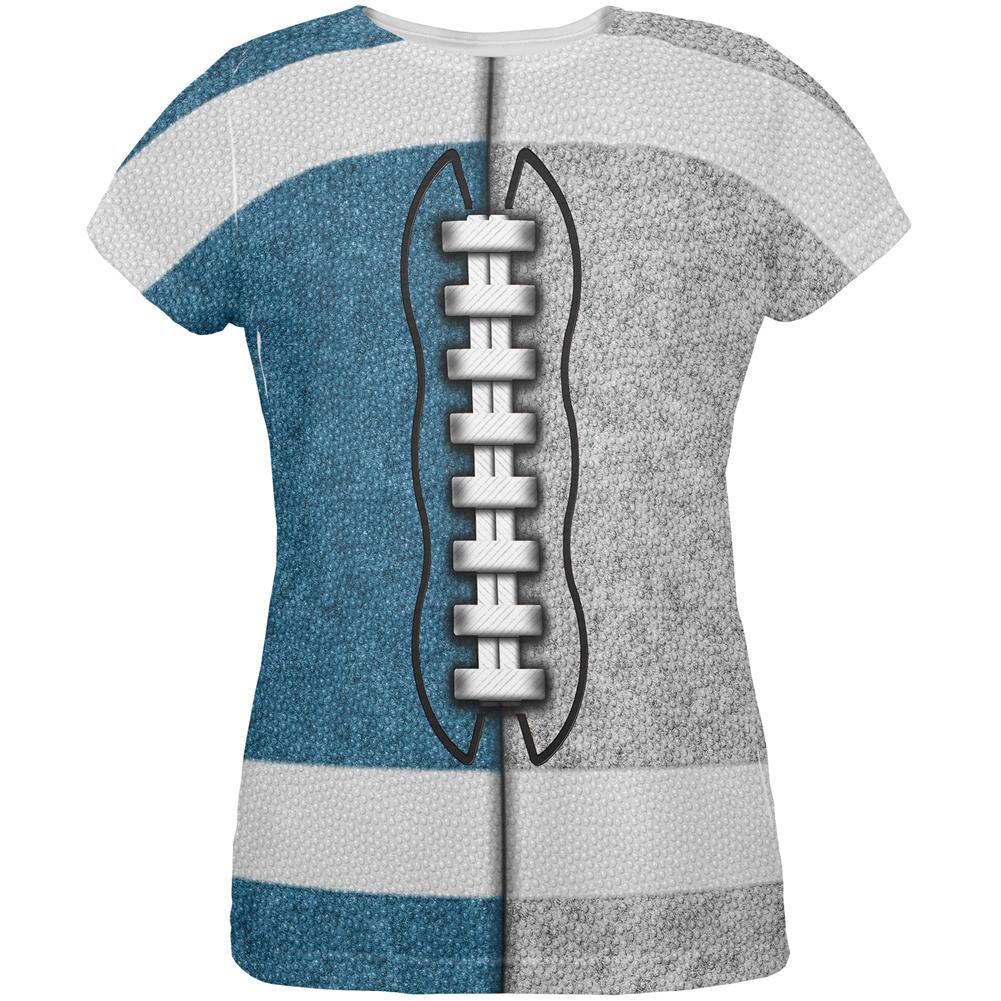 Fantasy Football Team Blue and Grey All Over Womens T Shirt Women's T-Shirts Old Glory 2XL Multi