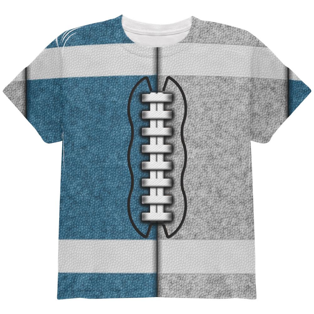 Fantasy Football Team Blue and Grey All Over Youth T Shirt Youth T-Shirts Old Glory LG Multi