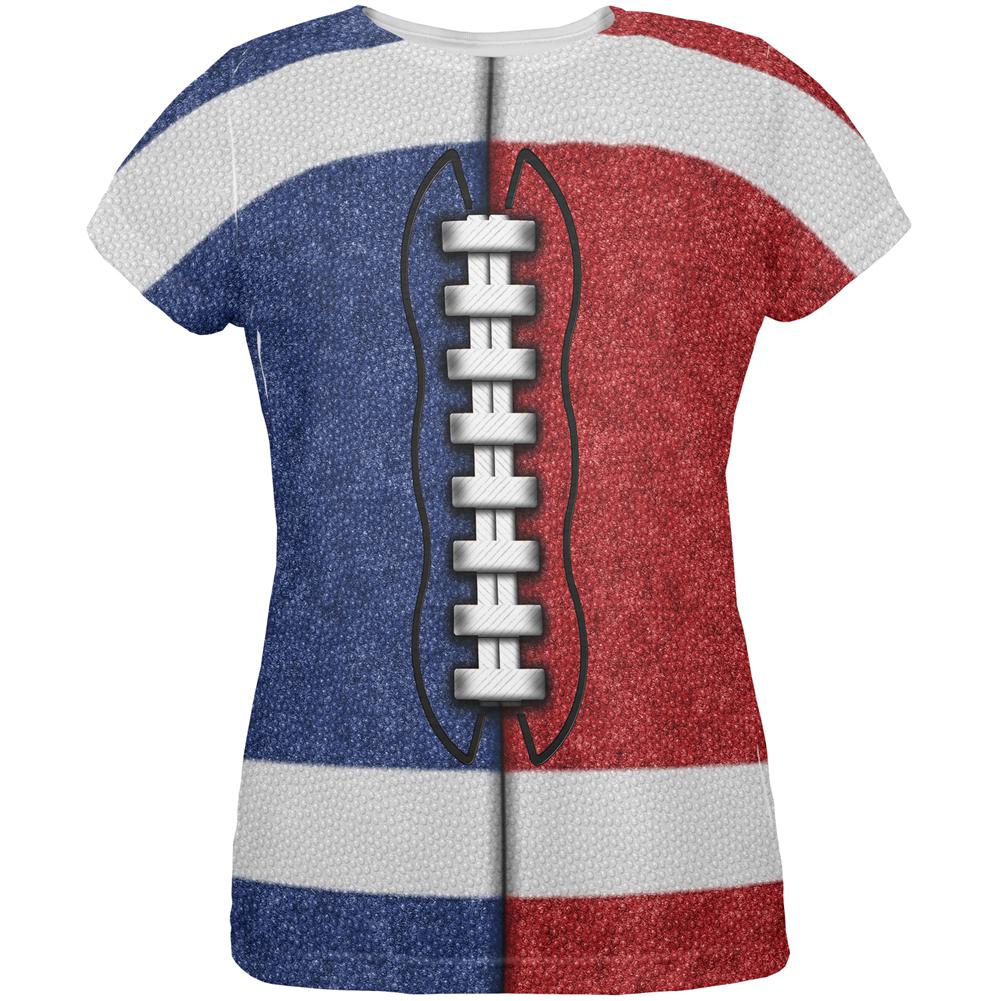 Fantasy Football Team Blue and Red All Over Womens T Shirt Women's T-Shirts Old Glory 2XL Multi