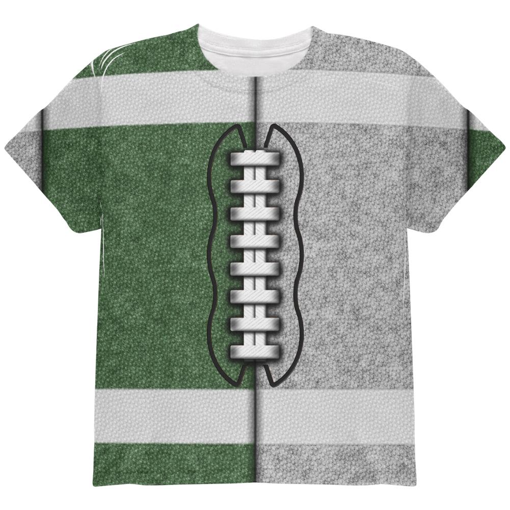 Fantasy Football Team Green and Silver All Over Youth T Shirt Youth T-Shirts Old Glory LG Multi