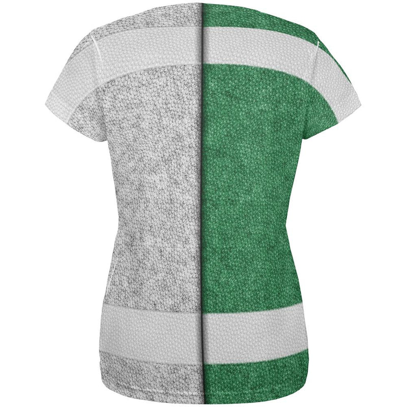 Fantasy Football Team Green and White All Over Womens T Shirt Women's T-Shirts Old Glory