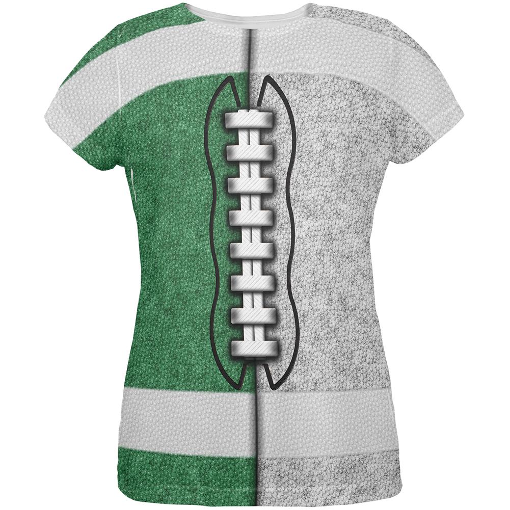 Fantasy Football Team Green and White All Over Womens T Shirt Women's T-Shirts Old Glory 2XL Multi