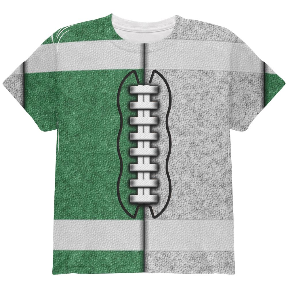Fantasy Football Team Green and White All Over Youth T Shirt Youth T-Shirts Old Glory LG Multi