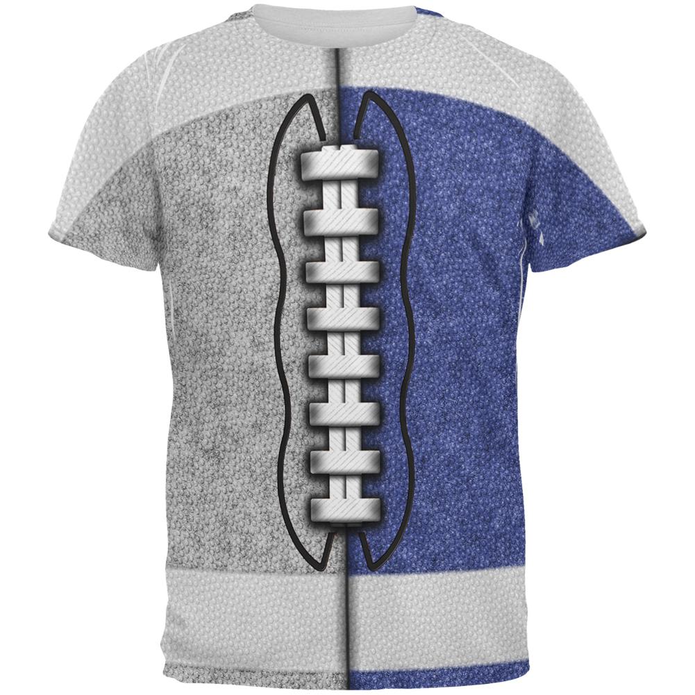 Fantasy Football Team Grey and Blue All Over Mens T Shirt Men's T-Shirts Old Glory 2XL Multi