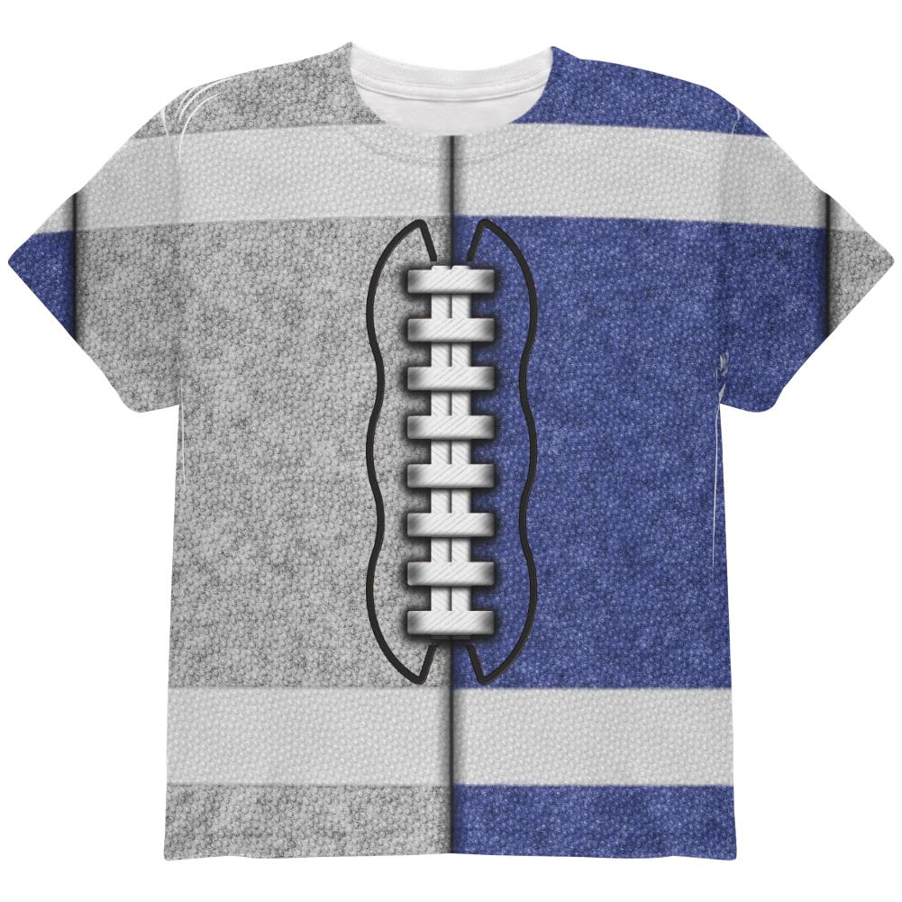 Fantasy Football Team Grey and Blue All Over Youth T Shirt Youth T-Shirts Old Glory LG Multi