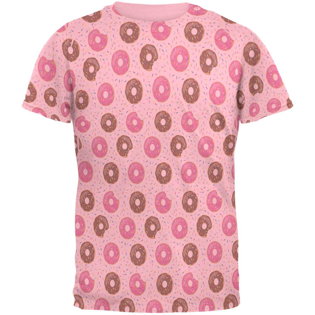 Frosted Donut Sprinkles Food Repeat Pattern Mens T Shirt Men's T-Shirts Old Glory SM Pink