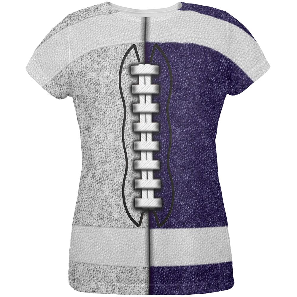 Fantasy Football Team Grey and Navy All Over Womens T Shirt Women's T-Shirts Old Glory 2XL Multi