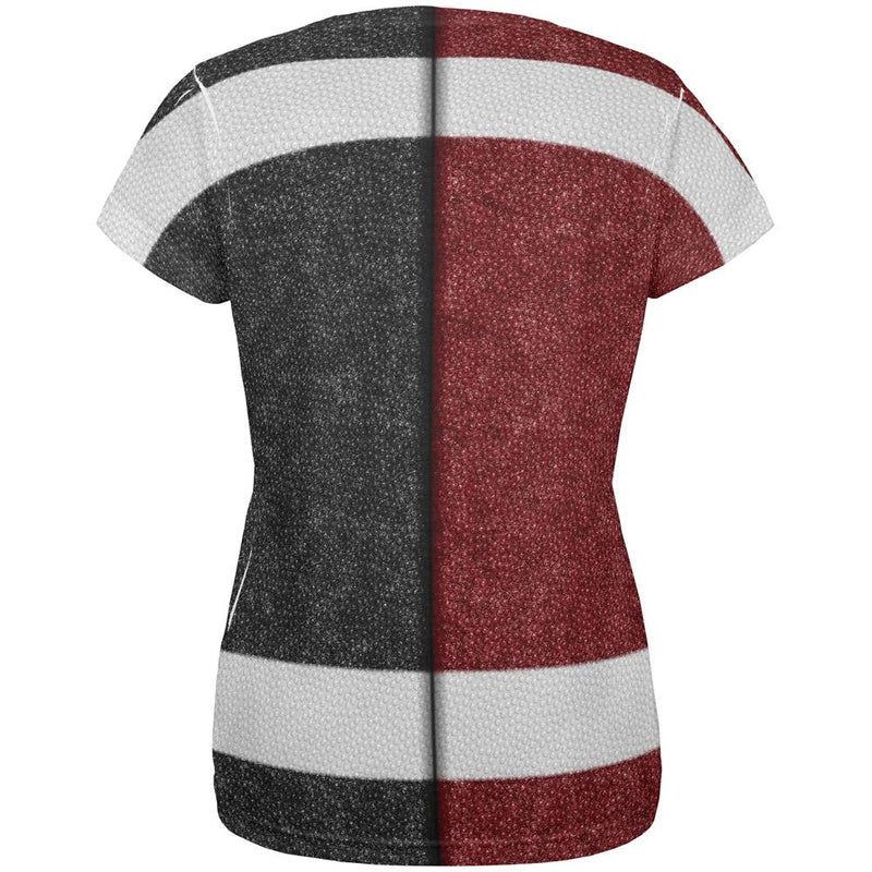 Fantasy Football Team Maroon and Black All Over Womens T Shirt Women's T-Shirts Old Glory