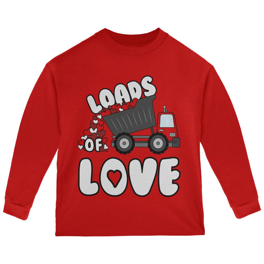Valentine's Day Truck Loads of Love Toddler Long Sleeve T Shirt Toddler Long Sleeves Old Glory 2T Red