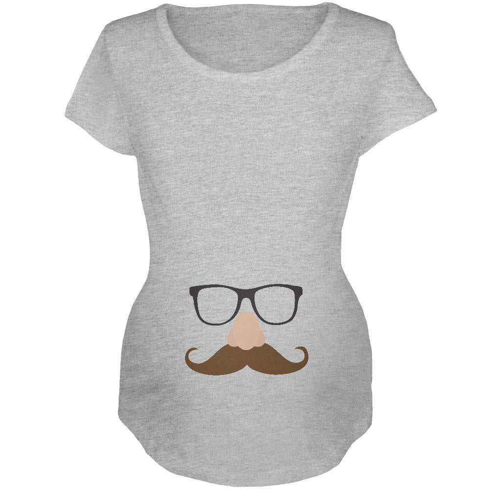 Halloween Glasses & Mustache Disguise Costume Maternity Soft T Shirt Maternity T-Shirts Old Glory 2XL Grey