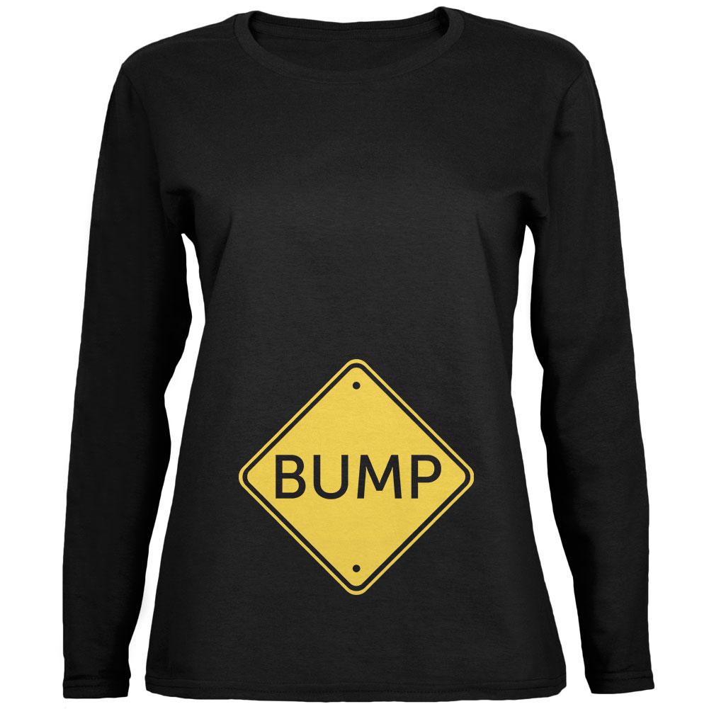Halloween Costume BUMP Caution Sign Pregnancy Ladies' Relaxed Jersey Long-Sleeve Tee Women's Long Sleeves Old Glory 2XL Black