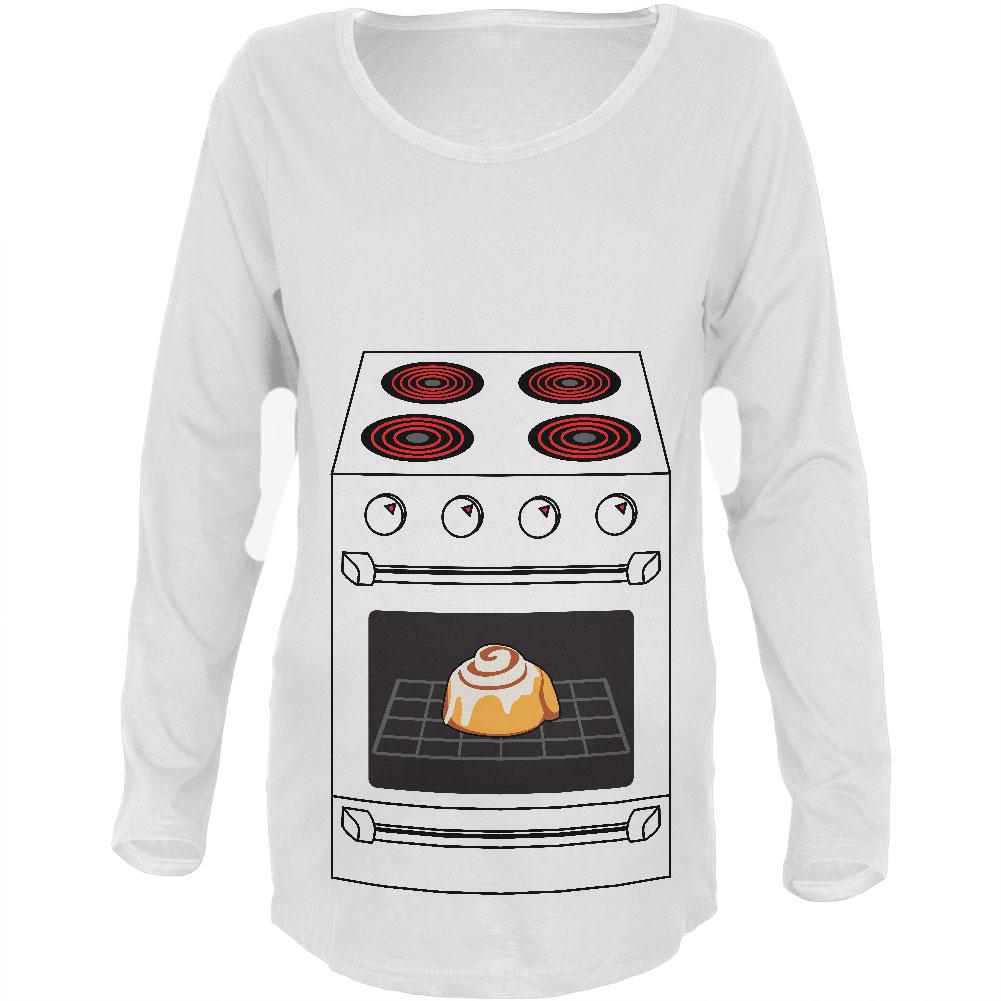 Halloween Costume Pregnant Bun in the Oven Maternity Soft Long Sleeve T Shirt Maternity Long Sleeve T-Shirts Old Glory 2XL White