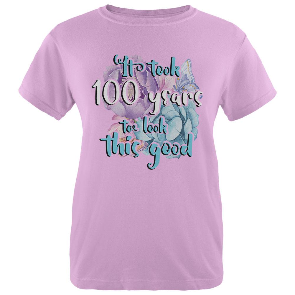 Milestone Birthday 100 Years To Look This Good Flowers Womens T Shirt Women's T-Shirts Old Glory 2XL Purple
