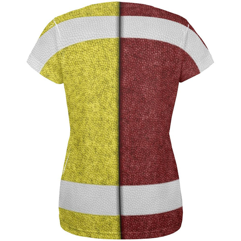 Fantasy Football Team Maroon and Yellow All Over Womens T Shirt Women's T-Shirts Old Glory
