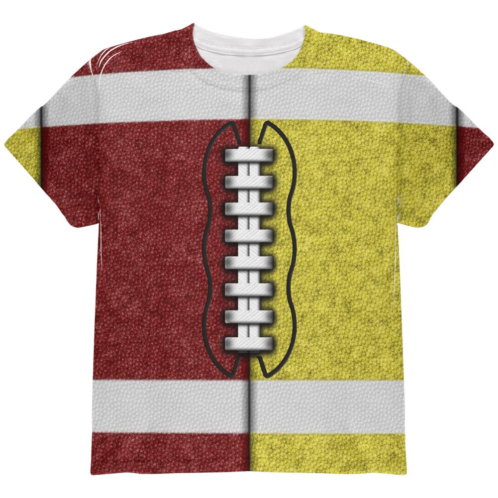 Fantasy Football Team Maroon and Yellow All Over Youth T Shirt Youth T-Shirts Old Glory LG Multi