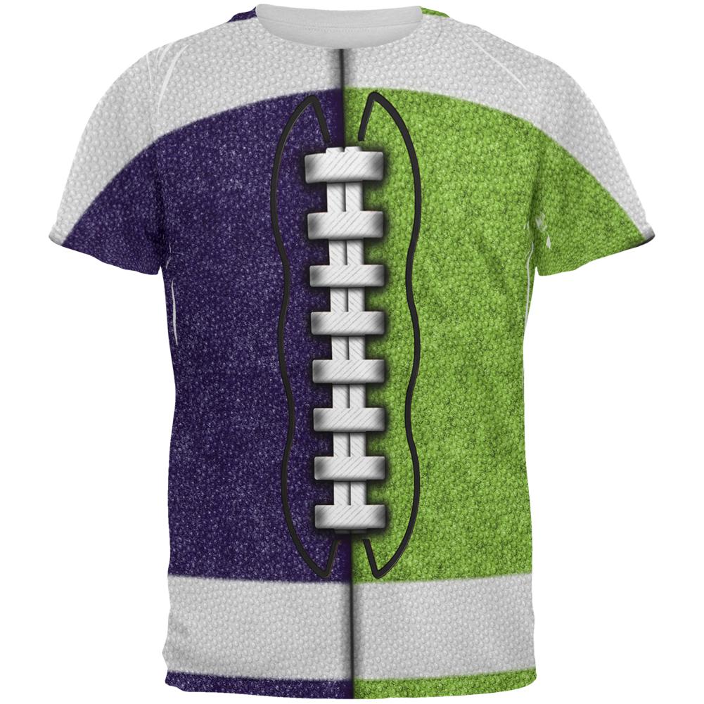 Fantasy Football Team Navy and Electric Green All Over Mens T Shirt Men's T-Shirts Old Glory 2XL Multi