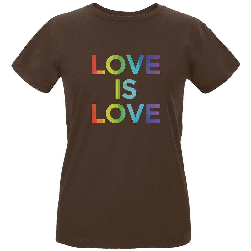LGBT Gay Pride Love Is Love Womens Organic T Shirt Women's T-Shirts LGBT LG Chocolate