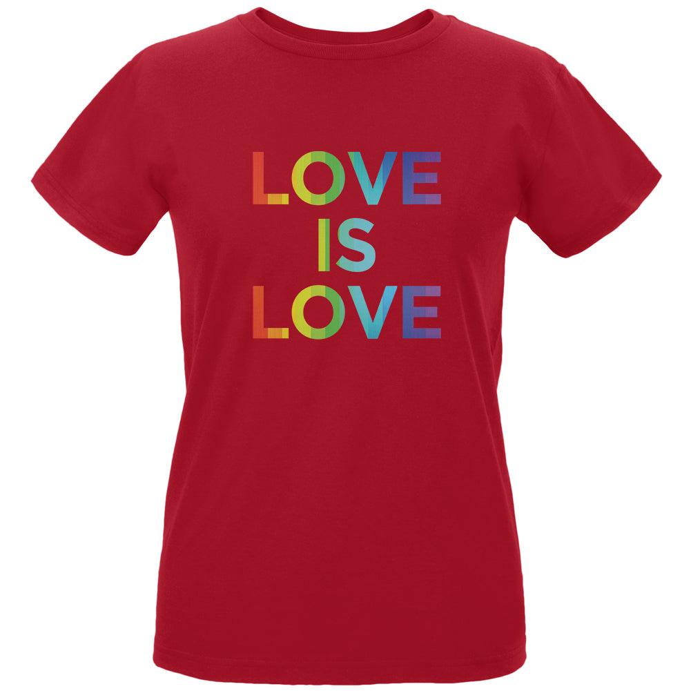 LGBT Gay Pride Love Is Love Womens Organic T Shirt Women's T-Shirts LGBT LG Red