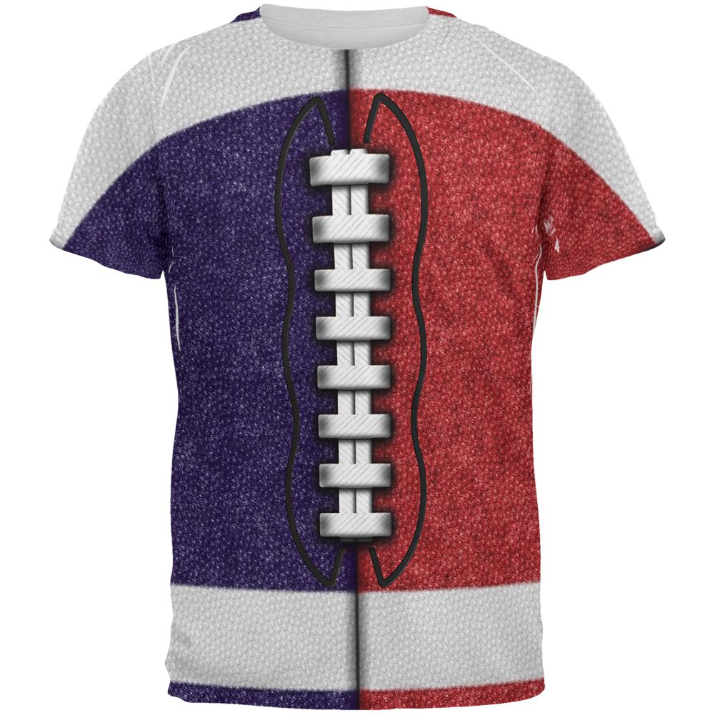 Fantasy Football Team Navy and Red All Over Mens T Shirt Men's T-Shirts Old Glory 2XL Multi