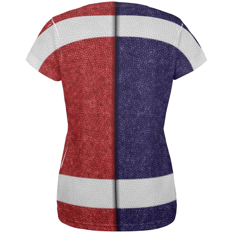 Fantasy Football Team Navy and Red All Over Womens T Shirt Women's T-Shirts Old Glory