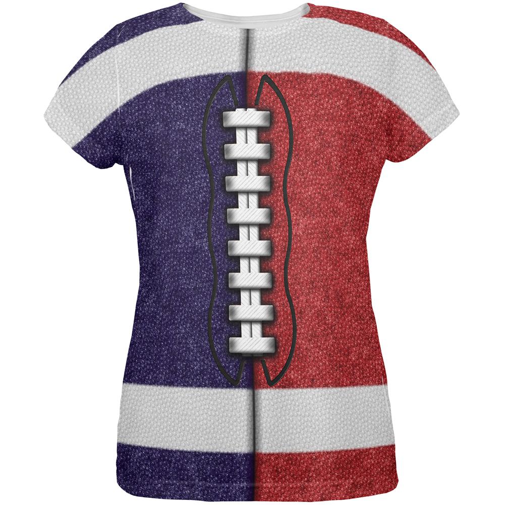 Fantasy Football Team Navy and Red All Over Womens T Shirt Women's T-Shirts Old Glory 2XL Multi