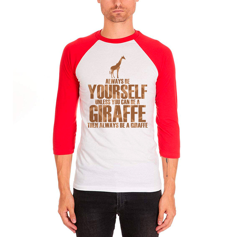 Always Be Yourself Giraffe Mens Soft Raglan T Shirt Men's T-Shirts Old Glory 2XL White-Red