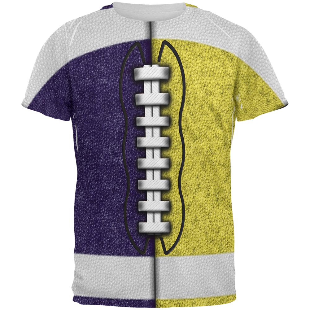 Fantasy Football Team Navy and Yellow All Over Mens T Shirt Men's T-Shirts Old Glory 2XL Multi