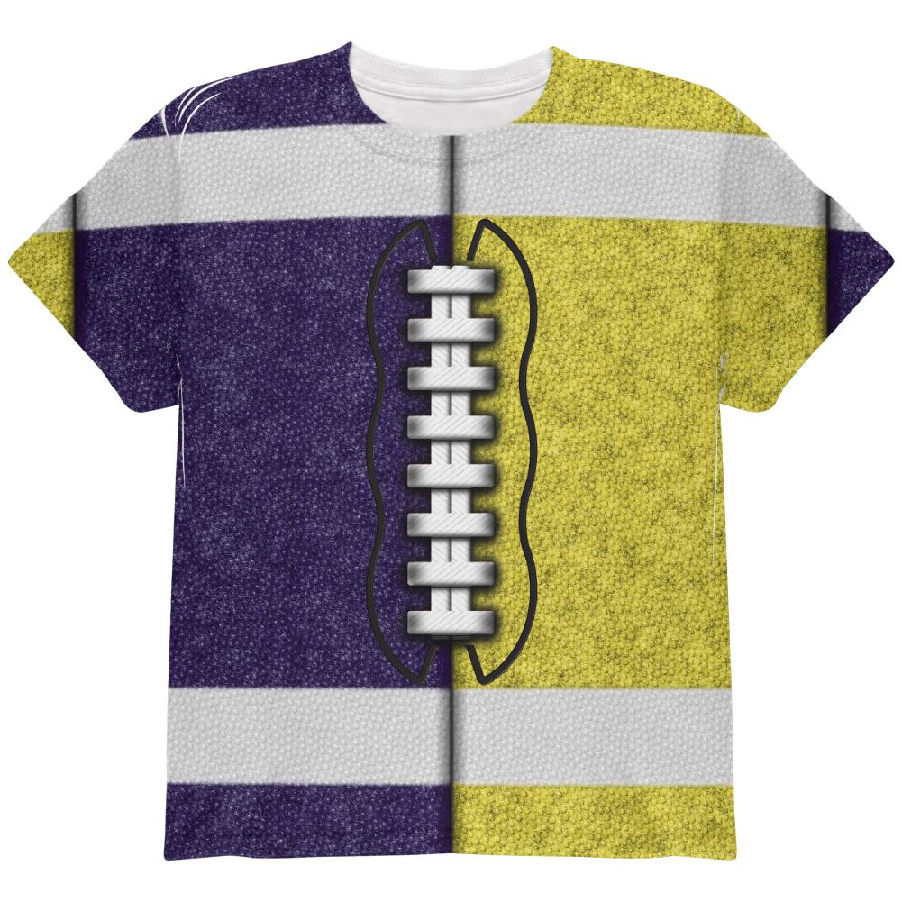 Fantasy Football Team Navy and Yellow All Over Youth T Shirt Youth T-Shirts Old Glory LG Multi