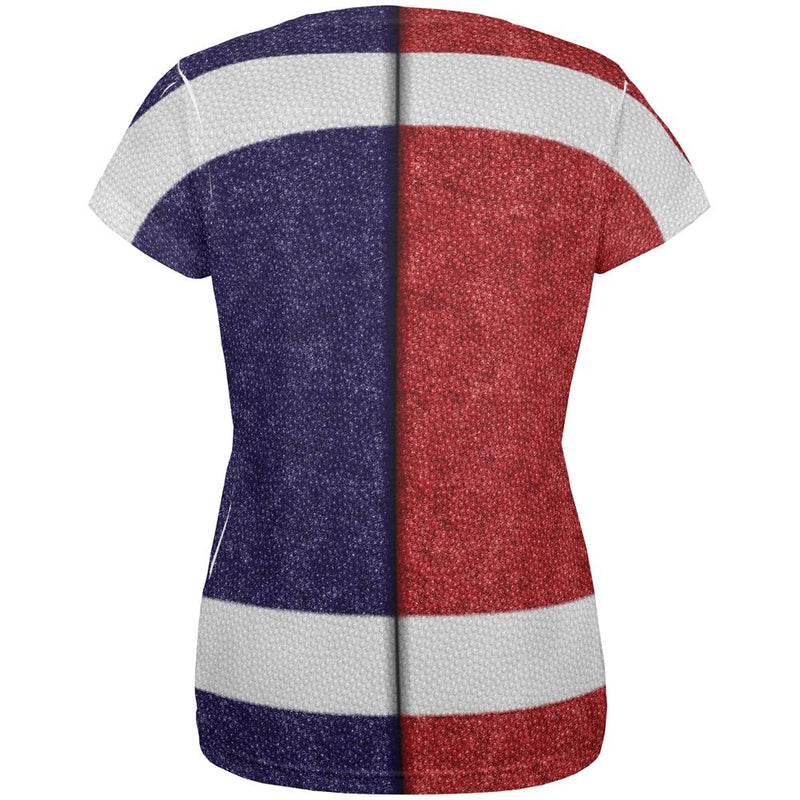 Fantasy Football Team Red and Navy All Over Womens T Shirt Women's T-Shirts Old Glory