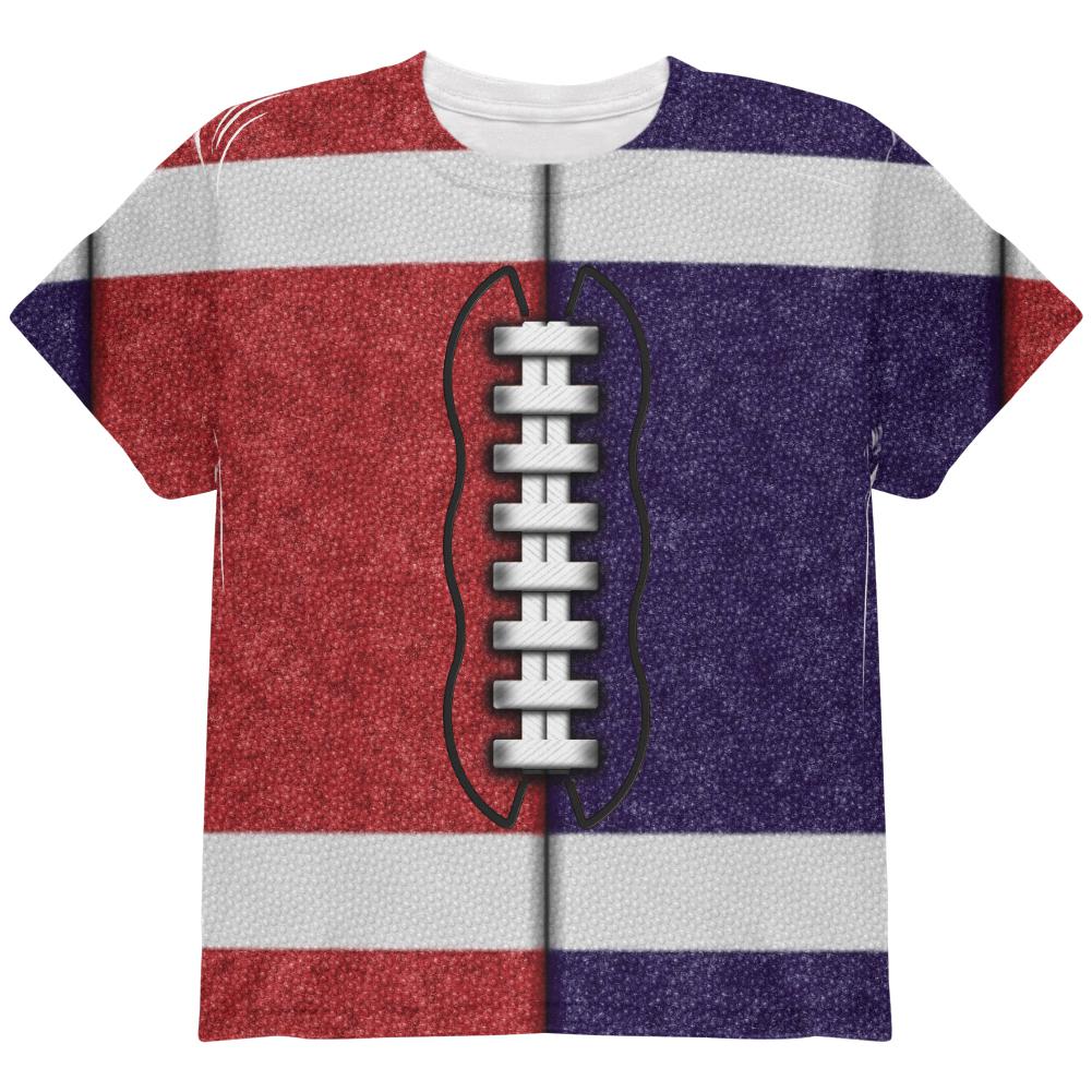 Fantasy Football Team Red and Navy All Over Youth T Shirt Youth T-Shirts Old Glory LG Multi