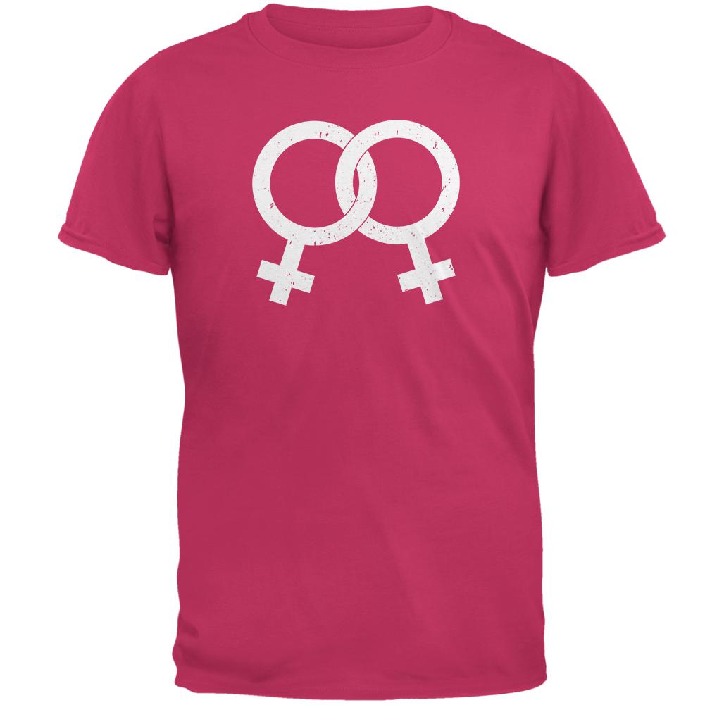Lesbian Pride Distressed Symbol Mens T Shirt Men's T-Shirts Old Glory 2XL Pink