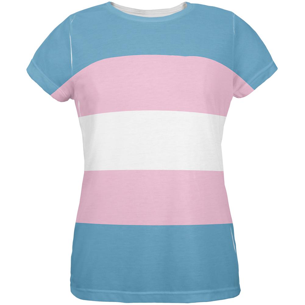 LGBT Transgender Pride Flag All Over Womens T Shirt Women's T-Shirts Old Glory 2XL Multi